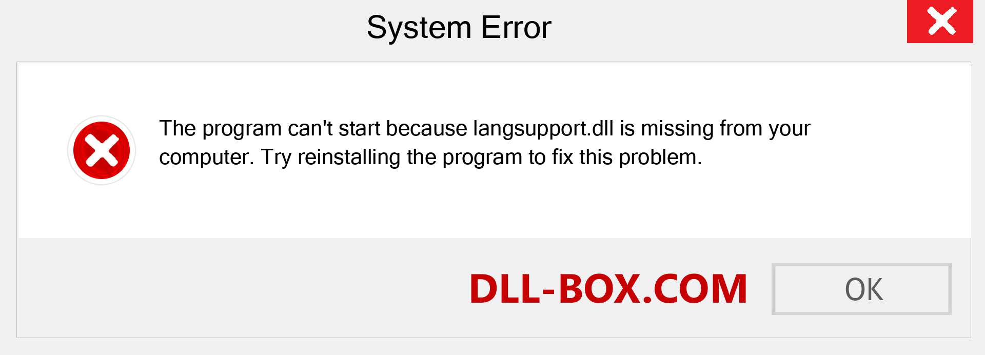  langsupport.dll file is missing?. Download for Windows 7, 8, 10 - Fix  langsupport dll Missing Error on Windows, photos, images